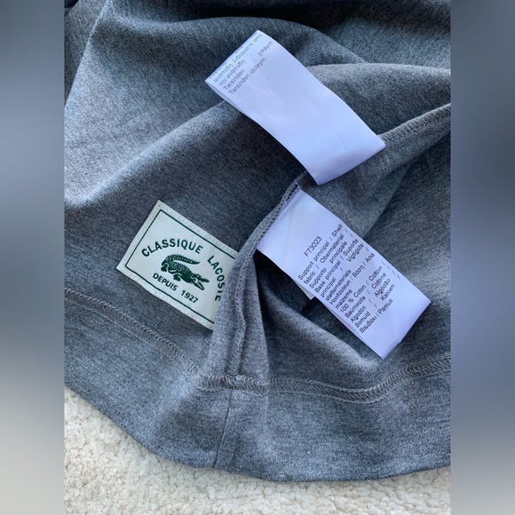 Lacoste NWT Adult Size Medium Gray Classique Short Sleeve Round Logo Tee - Picture 11 of 13